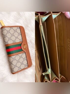 📍SOLD📍Luxurious Brown Leather Wallet with Gold Accents